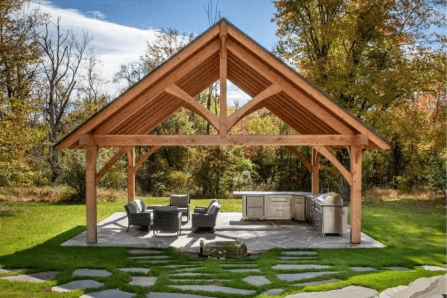 Backyard cabana structure built for shade at a Lubbock property