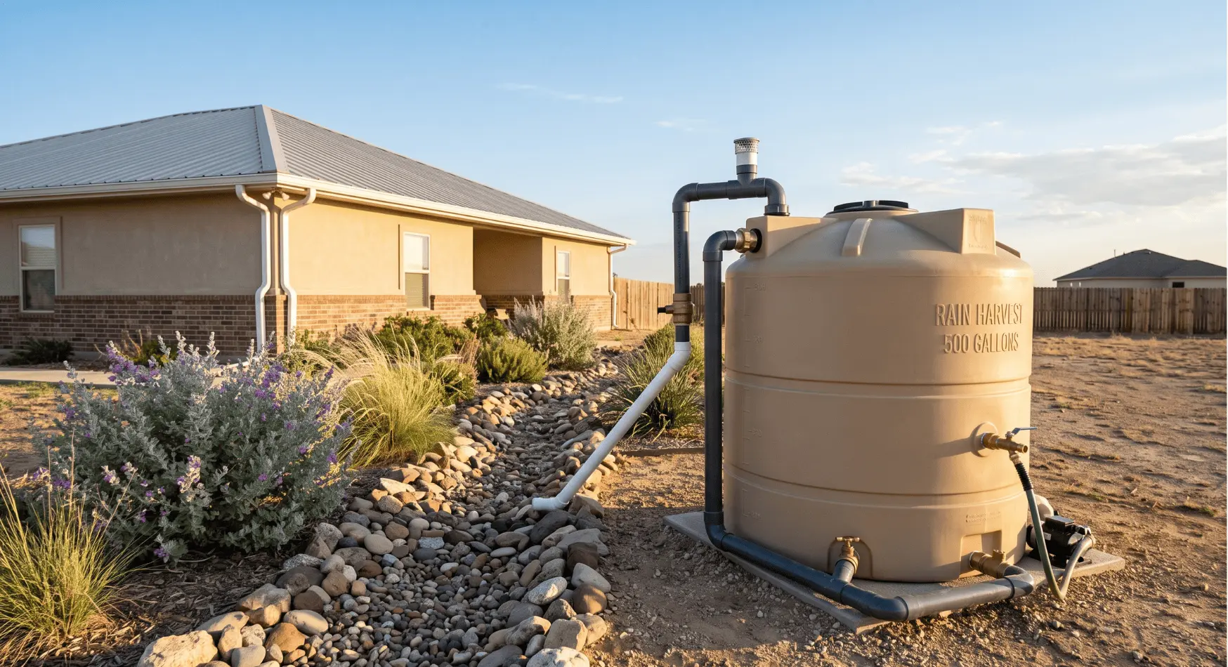 xeriscape water savings Lubbock TX monthly bill reduction drip irrigation drought-tolerant garden