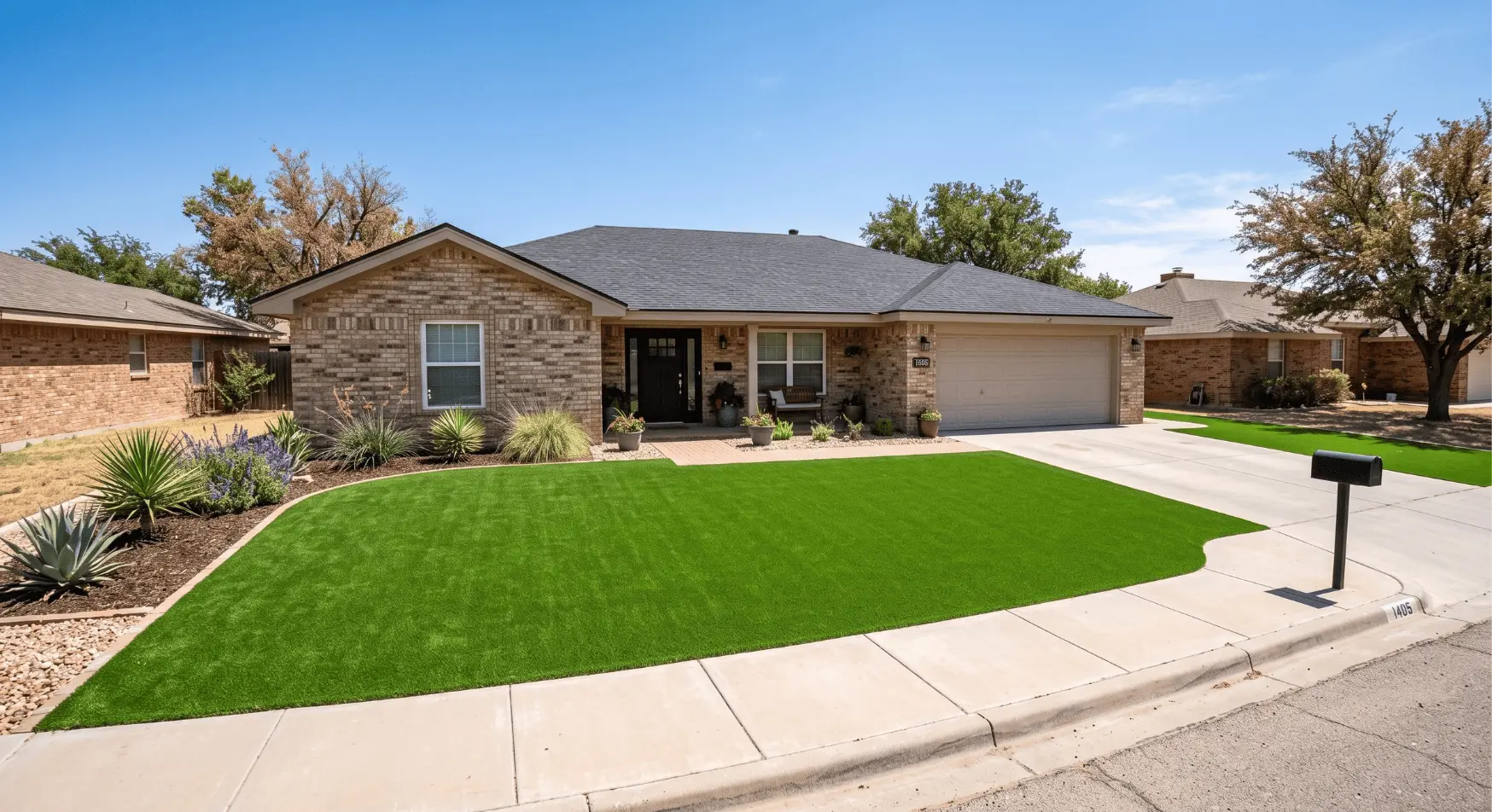 front yard curb appeal artificial turf Lubbock TX