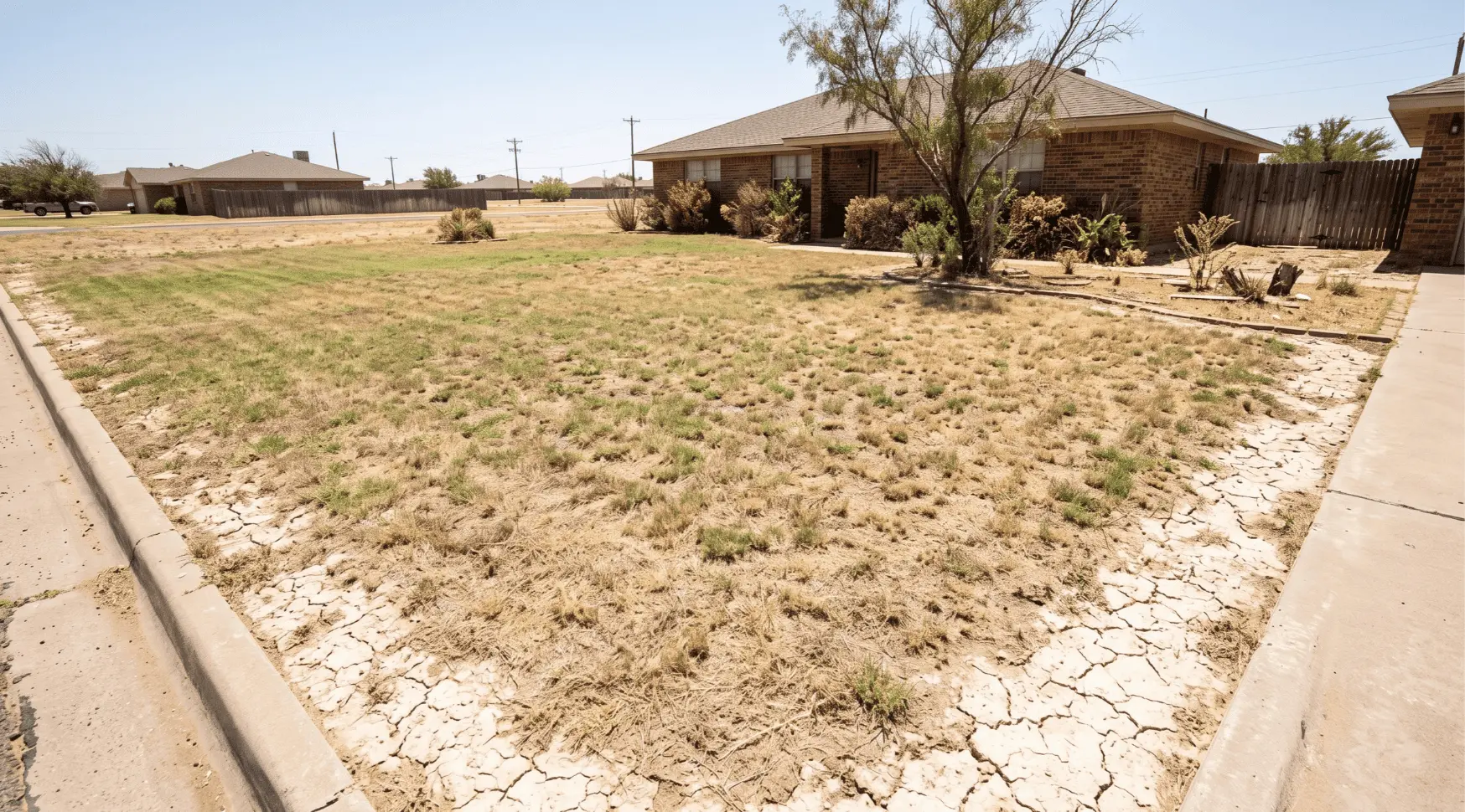 Summer heat and dry lawn in Lubbock Texas - high risk zone for sod